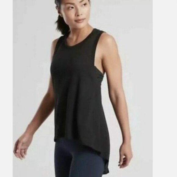 Athleta Essence Relaxed High low top small black great tee tank!! - Picture 1 of 6